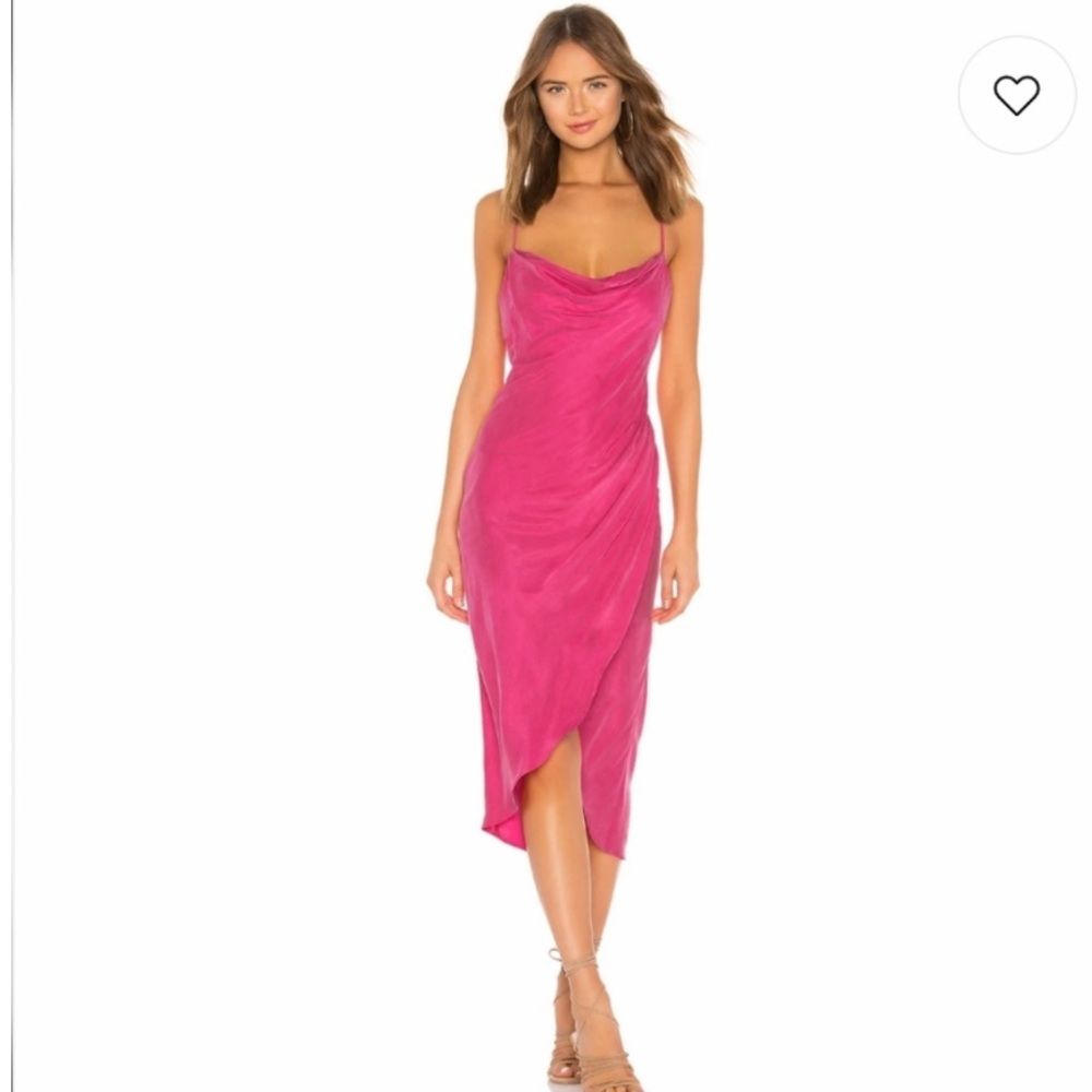 Lovers + Friends Midi Dress Noah Wrap Dress Hot Pink size XS